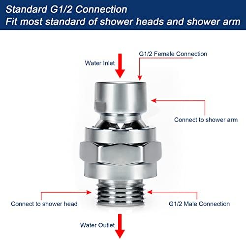 NearMoon Shower Head Swivel Ball Adapter - Solid Brass Shower Connector Ball Joint Adjustable Universal Shower Arm Extension Component (Chrome Finish)