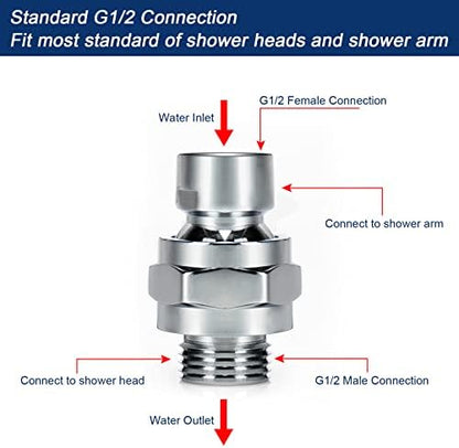 NearMoon Shower Head Swivel Ball Adapter - Solid Brass Shower Connector Ball Joint Adjustable Universal Shower Arm Extension Component (Chrome Finish)