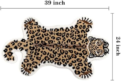 Leopard Bath Mat for Bathroom Non Slip Carpet Dark Brown 24x39in