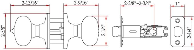 Design House 753277 Cambridge 2-Way Latch Privacy Door Knob, Adjustable Backset, Polished Brass