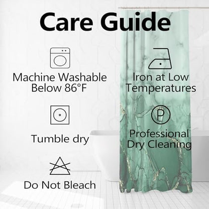 Green Marble Waterproof Bathroom Shower Curtain 72x72 inches