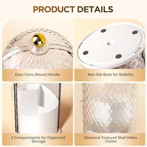 3 Slots Rotating Toothbrush Holders with Lid for Bathroom