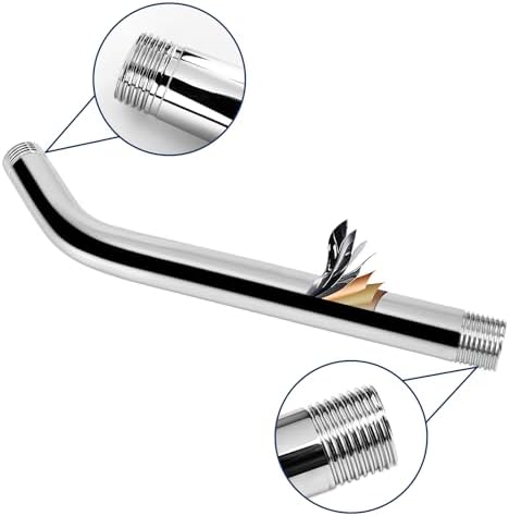 NearMoon Shower Arm with Flange, Made of 304 Stainless Steel Shower Extension Extender Pipe, Wall-Mounted for Fixed Bathroom Showerhead, Never Rust (12 Inch, Chrome Finish)