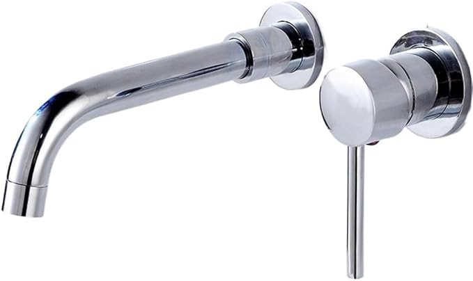 Faucet Modern Brass Mounted Bathroom Basin Faucet Concealed Wall Sink 360° Swivel Spout Hot and Cold Water Bathtub Tap(Gun Gray) Faucet