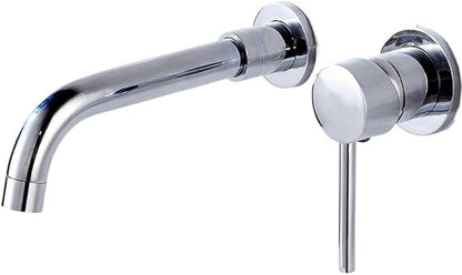Faucet Modern Brass Mounted Bathroom Basin Faucet Concealed Wall Sink 360° Swivel Spout Hot and Cold Water Bathtub Tap(Black) Faucet