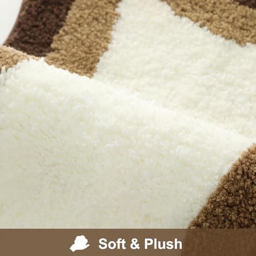 HAOCOO Brown Long Bathroom Rug Runner, Microfiber Absorbent Boho Bath Mats for Bathroom Non-Slip, Washable Soft Plush Shower Mats for Sink Shower Tub