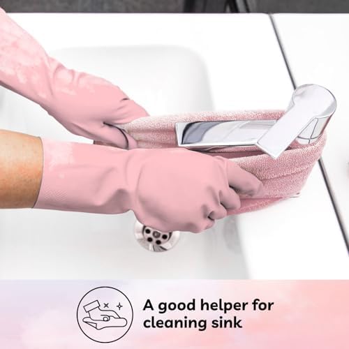 CALBEAU Pink Toilet Brush and Holder Set, 14 PCS Bathroom Cleaning Kit