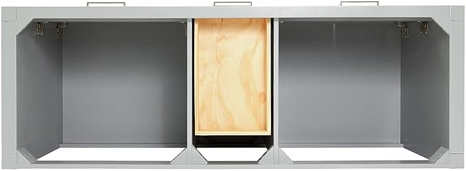 ARIEL Bristol 60-inch Bathroom Vanity with Sink,Solid Wood, 1.5-inch Pure White Quartz Countertop & Backsplash, Double Rectangular Porcelain Sink, 4 Soft Closing Doors, 3 Dovetail Drawers, Grey