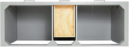 ARIEL Bristol 60-inch Bathroom Vanity with Sink,Solid Wood, 1.5-inch Pure White Quartz Countertop & Backsplash, Double Rectangular Porcelain Sink, 4 Soft Closing Doors, 3 Dovetail Drawers, Grey