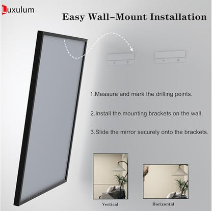 Black Framed Bathroom Mirror for Over Sink 55x36