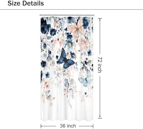 Small Stall Blue Pink RV Narrow Bathroom Shower Curtain Set
