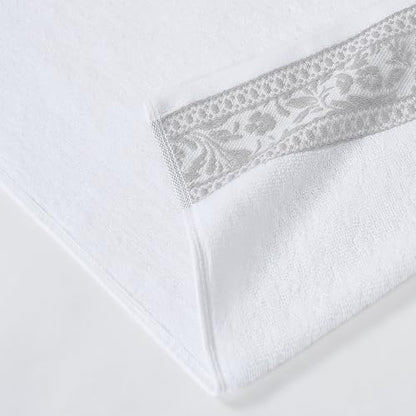 Modern Threads Allie 6-Piece 100% Cotton Towel Set – Jacquard Floral Border – Includes 2 Bath Towels, 2 Hand Towels, 2 Washcloths – Absorbent, Quick Dry, Soft & Durable – Gray