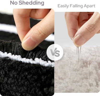 HOMEIDEAS Bathroom Rugs Sets 2 Piece Black and White 20" x 32" + 16" x 24"