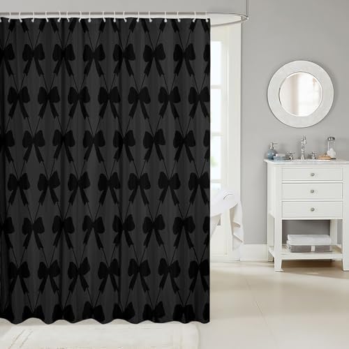 jejeloiu Cute Bow Black Bowknot Shower Curtain 72"x78" Bathroom