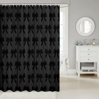 jejeloiu Cute Bow Black Bowknot Shower Curtain 72"x78" Bathroom