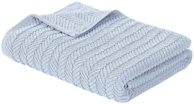 Modern Threads Otis 6-Piece 100% Cotton Towel Set – Zero Twist Jacquard Chevron – Includes 2 Bath Towels, 2 Hand Towels, 2 Washcloths – Absorbent, Quick Dry, Soft & Durable – Light Blue