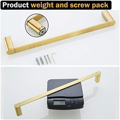 RANDOM Brushed Gold 24 Inch Stainless Steel Towel Holder - Wall Mounted Hand Towel Holder for Bathroom Accessories.96026-2-24BG