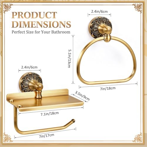 2 Pcs Antique Toilet Paper Holder Hand Towel Ring, Style 2