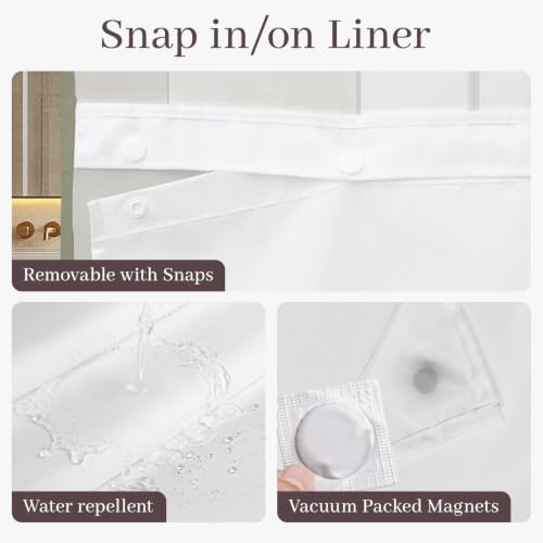 Yiatn Ombre Sage Green Shower Curtain with Snap-in Liner, 71 x 74 Inch