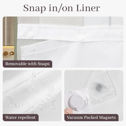 Yiatn Ombre Sage Green Shower Curtain with Snap-in Liner, 71 x 74 Inch
