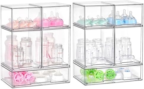 Vtopmart Clear Stackable Storage Drawers Set of 10, Baby Bottle Organizer