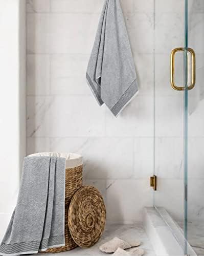 Belizzi Home Ultra Soft 2 Pack Oversized Bath Towel Set 28x55 inches, 100% Cotton Large Bath Towels, Ultra Absorbant Compact Quickdry & Lightweight Towel, Ideal for Gym Travel Camp Pool - Light Grey