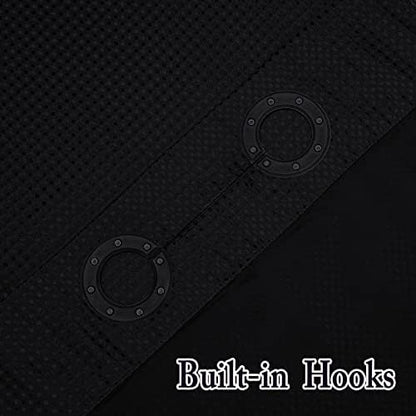 Gibelle No Hook Cloth Black Shower Curtain with Liner, 72x80