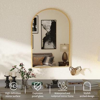 NEWBULIG 32"X30" Arched Bathroom Mirror for Over Sink, Wall Vanity Mirror