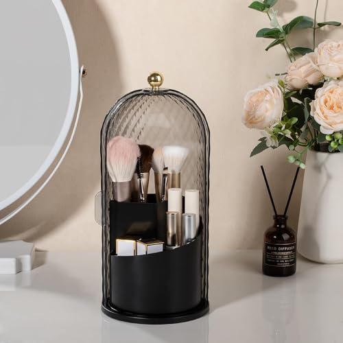 Toothbrush Holder with Cover for Bathroom Countertop, Organizer, Black