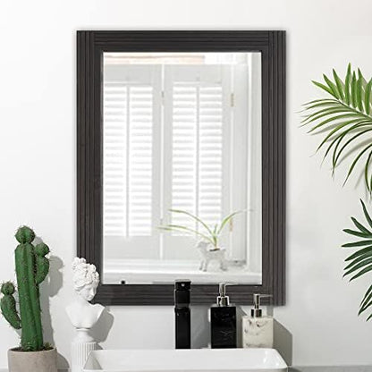 YOSHOOT Hand-Made Wooden Spliced Wall Mirror for Bathroom, Rustic Farmhouse Vanity Mirror, Décor Wall Art, Solid Wood Frame, Vertical or Horizontal Hanging