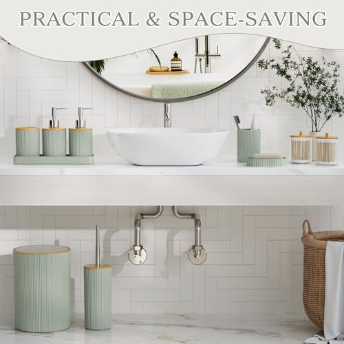 10PC Bathroom Accessories Set - Sage Green Bathroom Decor Sets