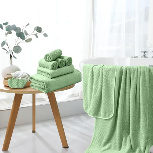 Bath Towel Set of 4 Extra Large Bath Sheet 35"x70" Oversized Bath Towel Soft Microfiber Bathroom Towel for Adults Highly Absorbent Quick Dry Towel Set for Bathroom,Hotel,Shower Towel Bath Sheet Green