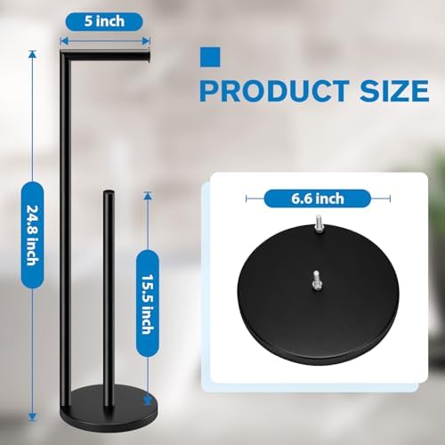 Toilet Paper Holder Stand, Black Toilet Paper Holder Free Standing