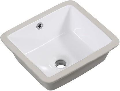 14in Undermount Bathroom Sink Rectangular, 14" x12.6" Small Vessel Sink Rectrangle Undermount Bathroom Sink White Ceramic Lavatory Vanity Vessel Sink with Overflow