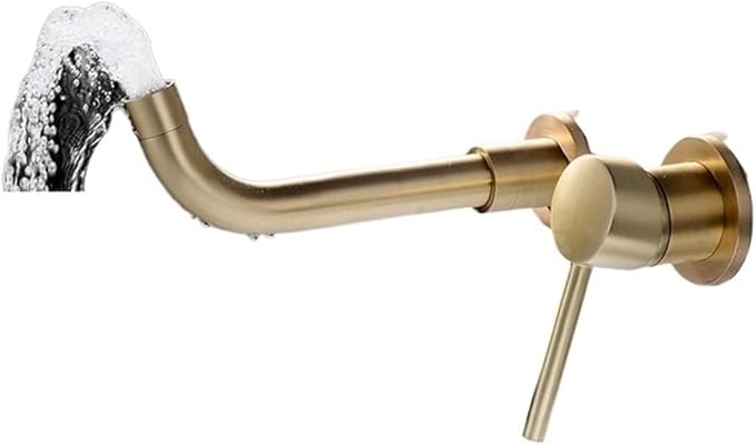 Faucet Modern Brass Mounted Bathroom Basin Faucet Concealed Wall Sink 360° Swivel Spout Hot and Cold Water Bathtub Tap(Golden) Faucet