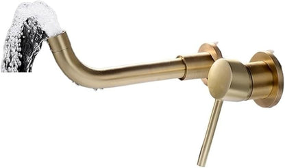 Faucet Modern Brass Mounted Bathroom Basin Faucet Concealed Wall Sink 360° Swivel Spout Hot and Cold Water Bathtub Tap(Silvery) Faucet