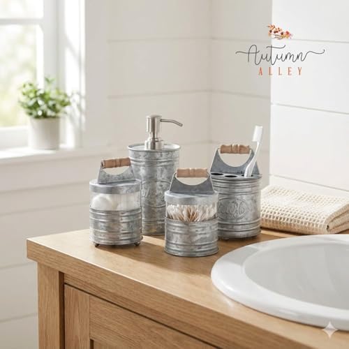 Autumn Alley Galvanized Rustic Farmhouse Bathroom Accessories Set, 4 Pc