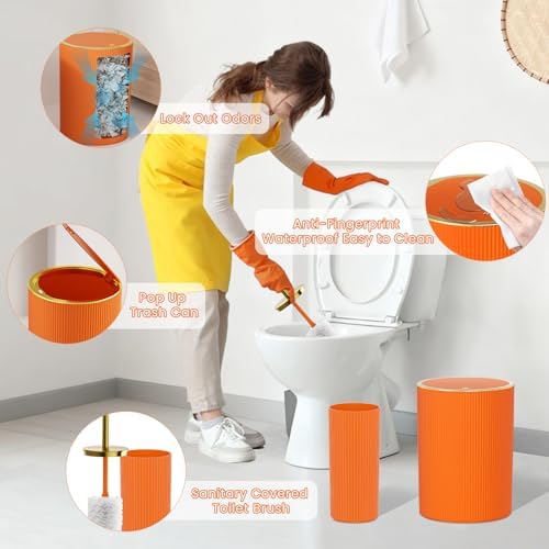 Orange Bathroom Accessories Set, 10PC Bathroom Set