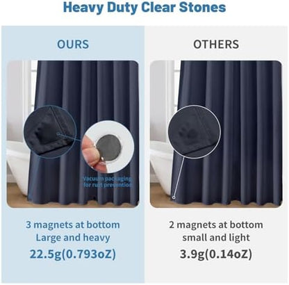 1 Pack Water-Repellent Fabric Shower Curtain Liner, 72x72 Blue