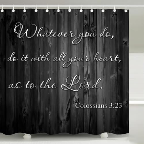 Whatever You Do Colossians 3:23 Shower Curtain with Hooks 72 x 72 Inches