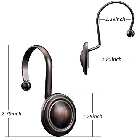 CHICTIE Bronze Shower Curtain Hooks Rings,Oil Rubbed Decorative Shower Curtain Hooks,Rustproof Vintage Shower Hooks for Bathroom,Set of 12 (Oil-Rubbed Bronze)