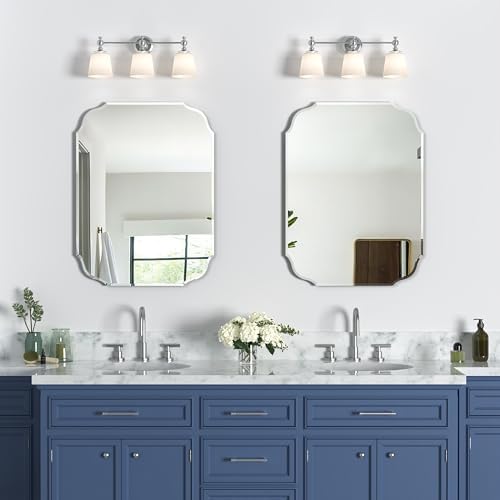 18 x 24 Inch Silver Wall Mirror-Beveled Edge Frameless Mirrors for Bathroom, Vanity, Bedroom, Rectangle Mirrors
