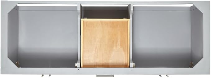 ARIEL Magnolia 60-inch Bathroom Vanity with Sink,Solid Wood, 1.5-inch Italian Carrara Marble Countertop, Double Rectangular Porcelain Sink, 4 Soft Closing Doors, 3 Dovetail Drawers, Grey
