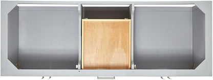 ARIEL Magnolia 60-inch Bathroom Vanity with Sink,Solid Wood, 1.5-inch Italian Carrara Marble Countertop, Double Rectangular Porcelain Sink, 4 Soft Closing Doors, 3 Dovetail Drawers, Grey
