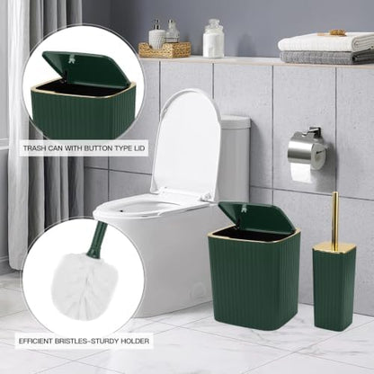 6PCS Bathroom Accessories Set, Dark Green Bathroom Set for Boho Decor