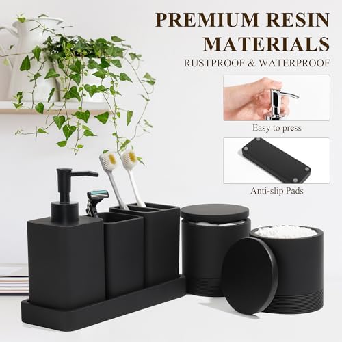 YMXYJM Bathroom Accessories Set, 6 Piece Soap Dispenser Set - Matte Black