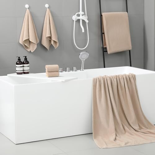 YTYC 39x78 Bath Sheets Set,Towels for Bathroom,Beige,6-Pieces
