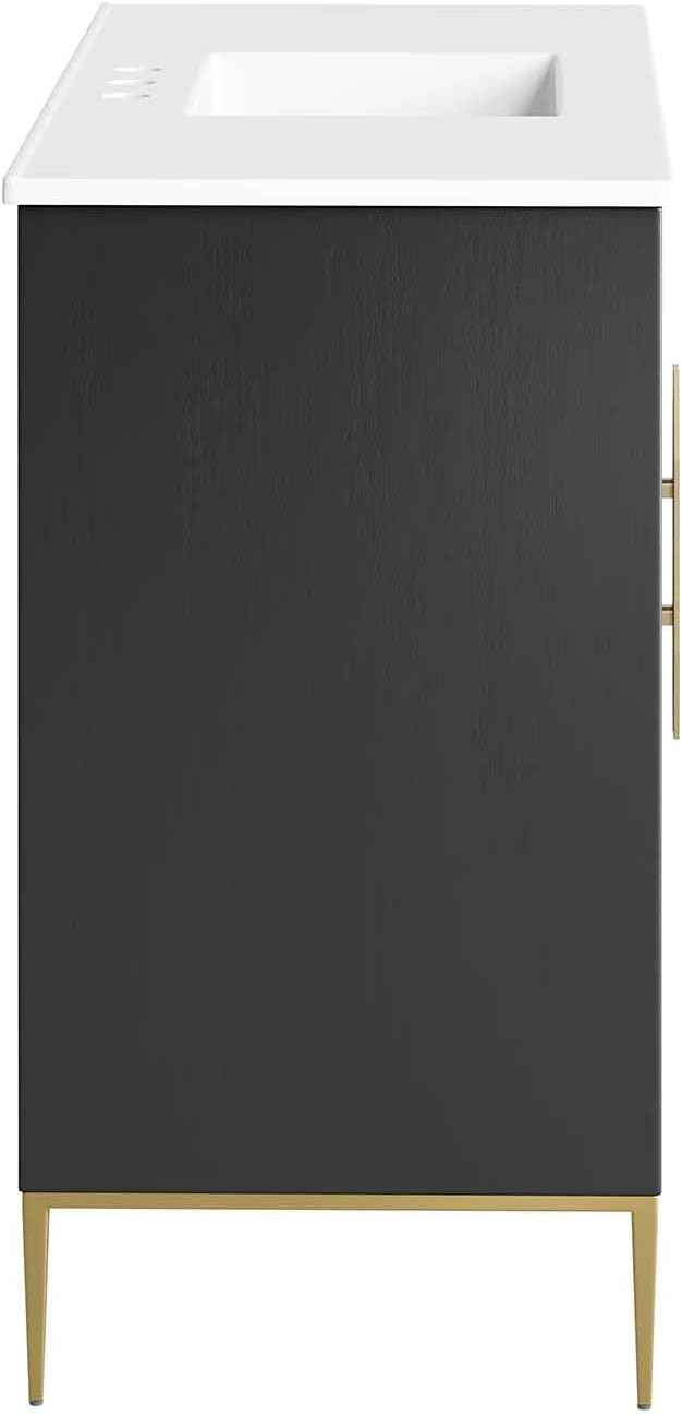 Modway Awaken Bathroom Vanity Cabinet, 48", White Black