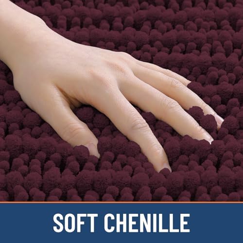 Smiry Bathroom Rugs 36X24, Extra Soft Rubber Backing Chenille Bath Mats