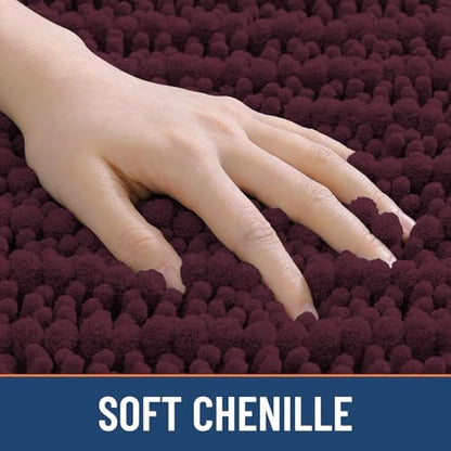 Smiry Bathroom Rugs 36X24, Extra Soft Rubber Backing Chenille Bath Mats